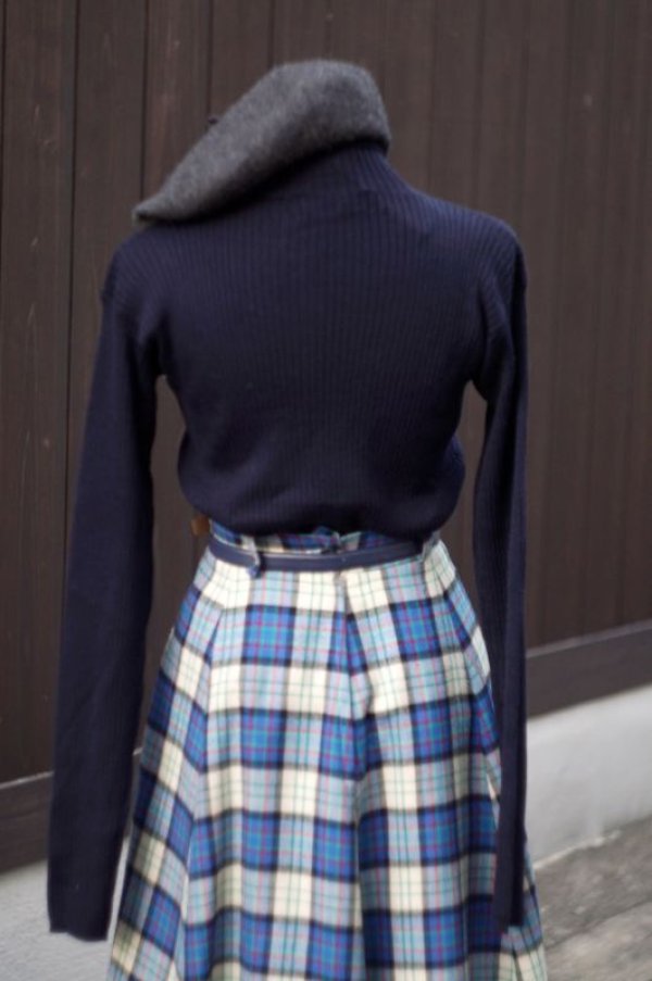 画像3: "ELLEN TRACY" 無地 黒 リブニットセーター 長袖 ハイネック [17805]