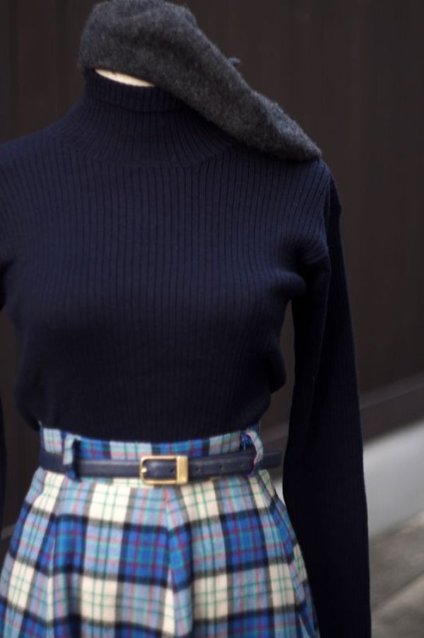 画像6: "ELLEN TRACY" 無地 黒 リブニットセーター 長袖 ハイネック [17805]