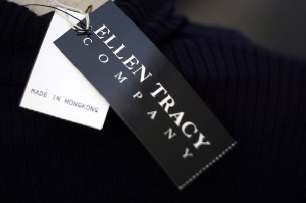 画像8: "ELLEN TRACY" 無地 黒 リブニットセーター 長袖 ハイネック [17805]