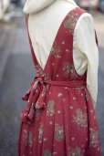 画像6: 花柄 苺柄 赤 ジャンパースカート ウエストリボン [17825]