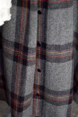画像4: チェック柄 グレー ウール スカート フレア w60cm [17862] (4)