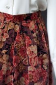 画像4: 花柄 ピンク 赤 ベロアスカート フレア w65cm [17861] (4)