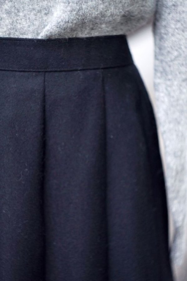 画像4: 無地 黒 ウール フレアスカート w72cm [17920]