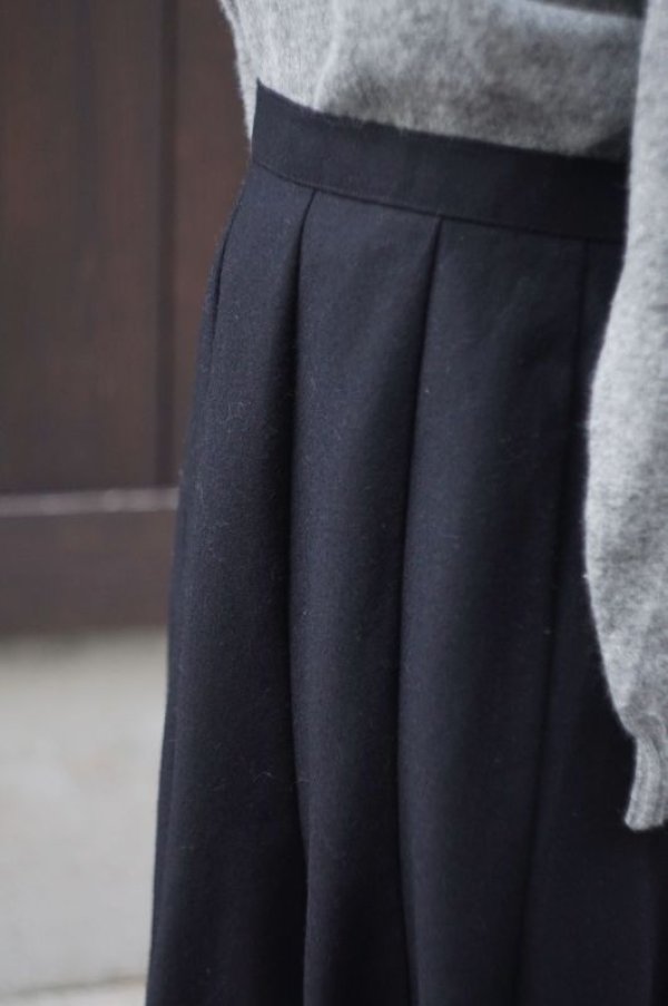 画像5: 無地 黒 ウール フレアスカート w72cm [17920]