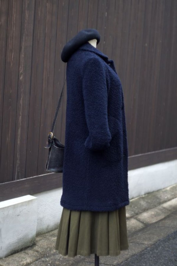 画像3: "Traditional Weatherwear"ネイビー ウール コート 丸襟[17957]