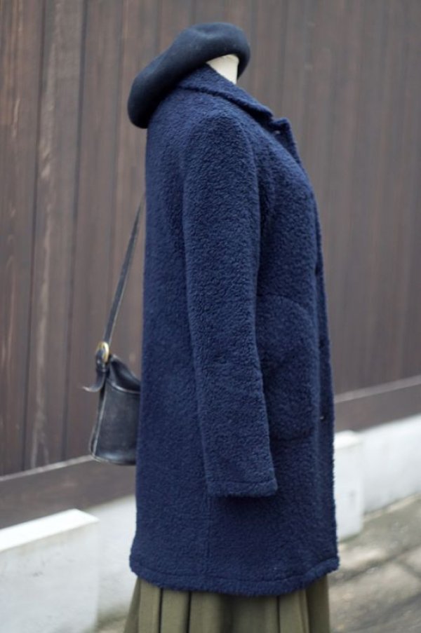 画像4: "Traditional Weatherwear"ネイビー ウール コート 丸襟[17957]