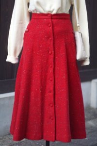ATSUKI ONISHI 無地 赤 スカート ウール フレア  w/67cm [17999]