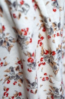 他の写真1: 花柄 白系 スカート ウール フレア w/62cm [18002]