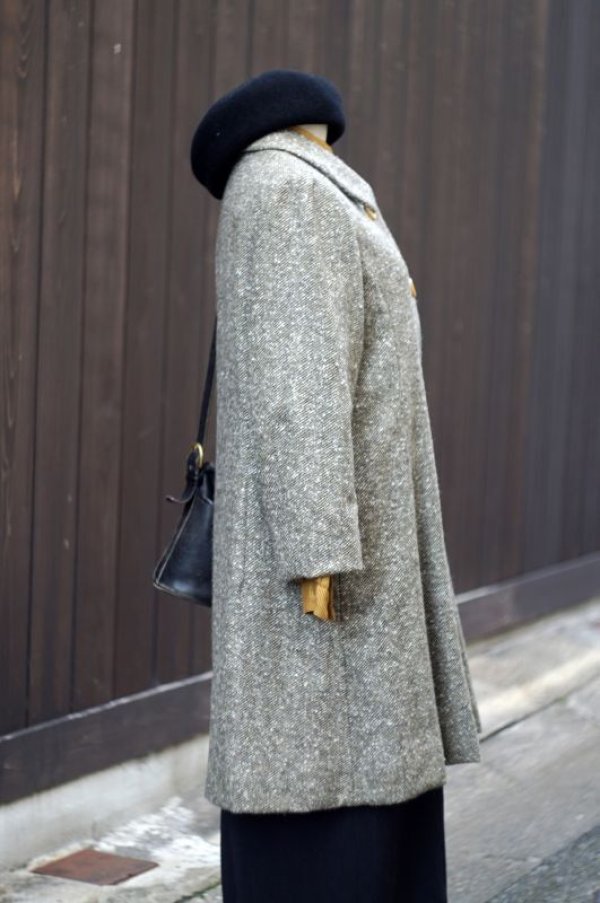 画像6: 無地 グレー系 コート  ウール レギュラーカラー[18021]