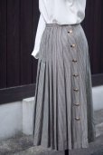 画像3: KANEKO ISAO チェック柄 黒×白 スカート ウール プリーツ w/65cm[18026]
