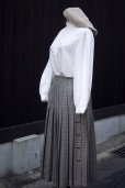 画像4: KANEKO ISAO チェック柄 黒×白 スカート ウール プリーツ w/65cm[18026]