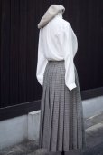 画像2: KANEKO ISAO チェック柄 黒×白 スカート ウール プリーツ w/65cm[18026] (2)