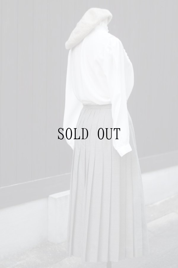 画像2: KANEKO ISAO チェック柄 黒×白 スカート ウール プリーツ w/65cm[18026]