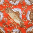 画像2: ローマの建物 オレンジ系 アセテート スカーフ 68cm×68cm [17309] (2)