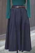 画像1: 無地 黒 ウール スカート フレア w70cm [18041] (1)