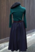 画像3: 無地 黒 ウール スカート フレア w70cm [18041]