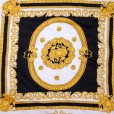 画像2: 装飾模様 ブラック系×イエロー系 ポリエステル スカーフ 92cm四方 [17881] (2)