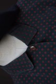 画像8: 小紋柄 緑 ブラウス 長袖 レギュラーカラー 胸ポケット [18084]