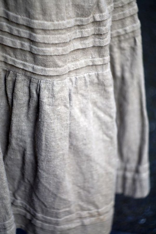 画像5: 無地 一部ボーダー柄 ベージュ スカート フレア w/64cm [18085]