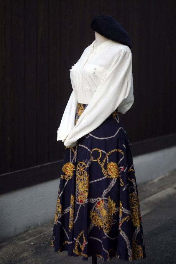 画像5: 無地 白 長袖 ブラウス バリモアレースカラー ポケット[18110]