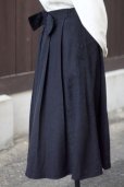画像2: ペイズリー模様 黒 プリーツスカート リボン w70cm[18120] (2)