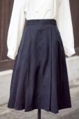 画像1: ペイズリー模様 黒 プリーツスカート リボン w70cm[18120] (1)