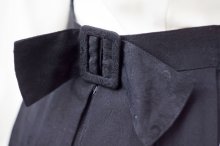 他の写真1: ペイズリー模様 黒 プリーツスカート リボン w70cm[18120]
