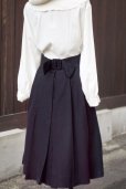 画像3: ペイズリー模様 黒 プリーツスカート リボン w70cm[18120] (3)
