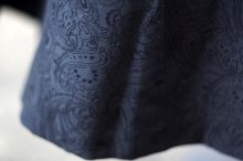 他の写真2: ペイズリー模様 黒 プリーツスカート リボン w70cm[18120]