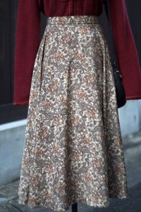 ペイズリー柄 ブラウン系 スカート w/62cm[18172]