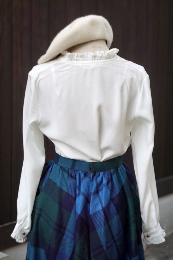 画像3: 無地 白 長袖 ブラウス フリルカラー リボン[18191]