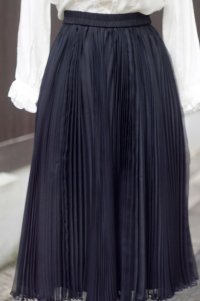 無地 黒 ギャザー スカート w/59cm[18287]