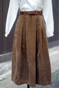 ”Ralph Lauren”無地 ブラウン コーデュロイ スカート w/60cm[18233]