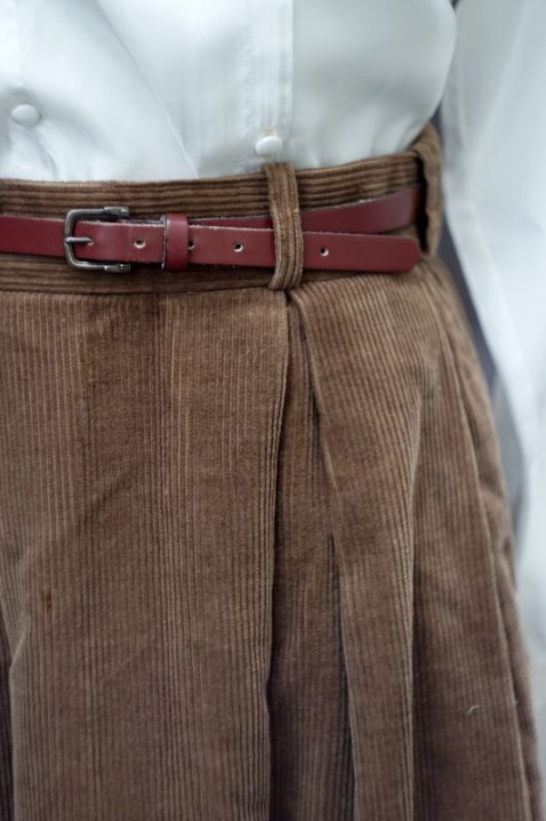 画像2: ”Ralph Lauren”無地 ブラウン コーデュロイ スカート w/60cm[18233]
