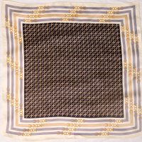 装飾模様 黒×白系 シルク スカーフ 52cm四方 [18222]
