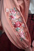 画像9: 無地 ピンク ブルゾン 刺繍 薔薇モチーフ[18302]