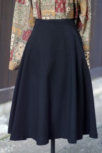 無地 黒 フレア スカート w/60cm[18310]