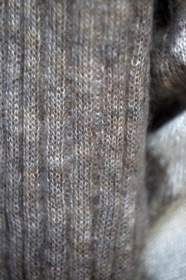 画像6: ダイヤモンド柄 グレー×ブラウン ニット カーディガン 前開き Vネック[18332]