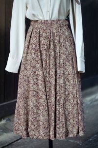 花柄 赤系 フレア スカート w/58cm[18394]