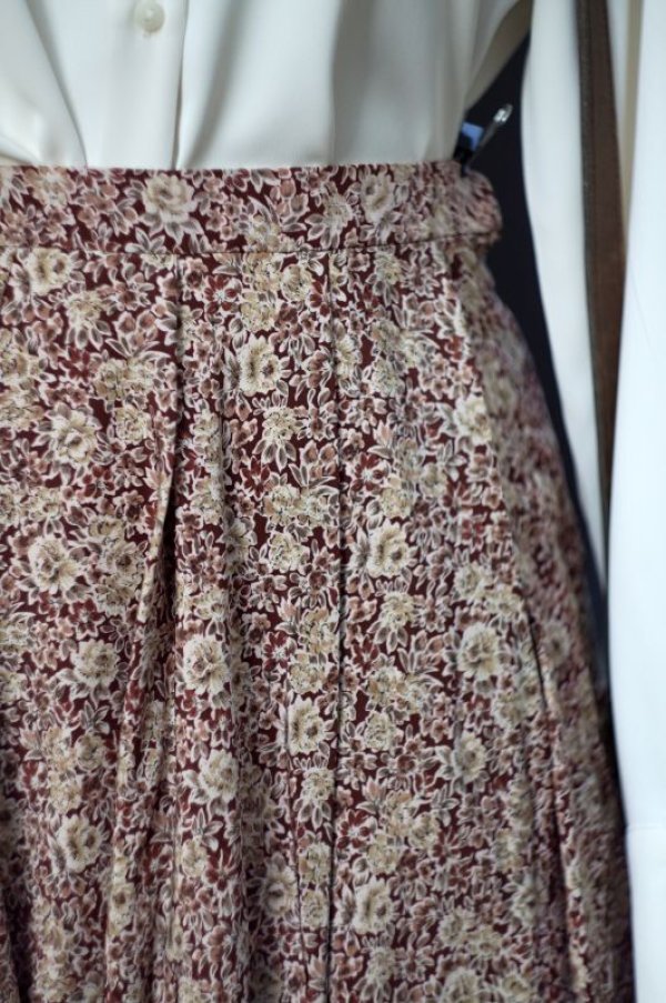 画像2: 花柄 赤系 フレア スカート w/58cm[18394]