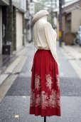 画像4: 花柄 赤 フレア スカート w/63cm[18399]