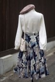 画像4: 絵柄 ネイビー系 フレア スカート w/65cm[18404]