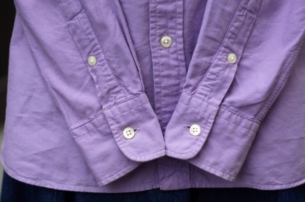 画像10: ”RALPH LAUREN” 無地 紫 コットン ブラウス 長袖  ワンポイント刺繍 ボタンダウンカラー[18437]
