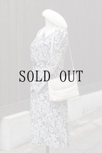 花柄 ネイビー×白 長袖 レギュラーカラー[18451]