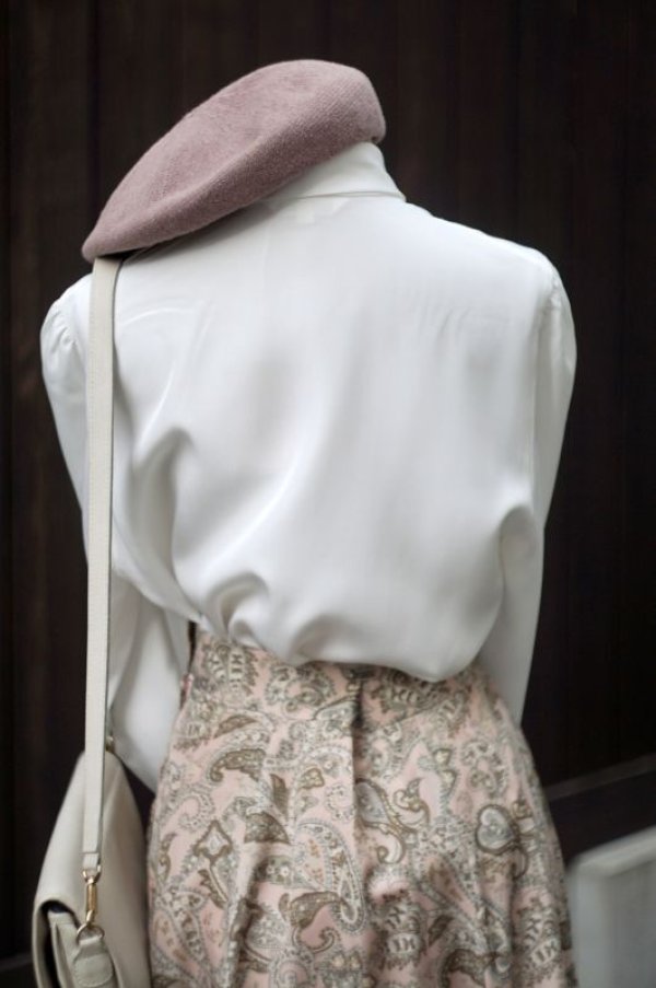 画像3: 無地 白 ブラウス 長袖 ボウタイカラー レース ピンタック[18441]