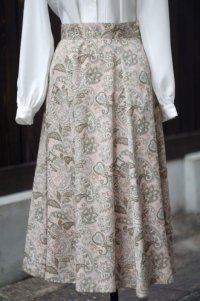 ペイズリー柄 ピンク系 フレア スカート w/68cm[18442]