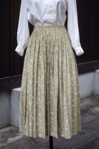 花柄 緑系 ギャザー スカート w/64cm[18448]