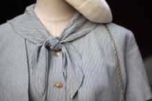 他の写真1: "Lois CRAYON"   チェック柄 水色×白 半袖 レトロワンピース スカーフカラー アンサンブル[18455]