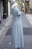 画像8: "Lois CRAYON"   チェック柄 水色×白 半袖 レトロワンピース スカーフカラー アンサンブル[18455]