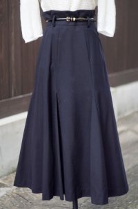 無地 黒 フレア スカート w/71cm[18458]